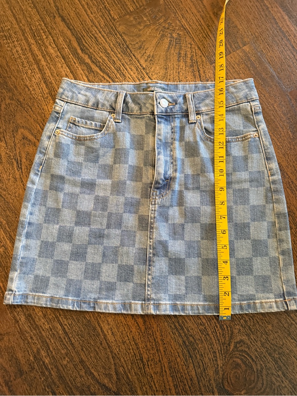 Women’s Checkered Denim Mini Skirt Size 6